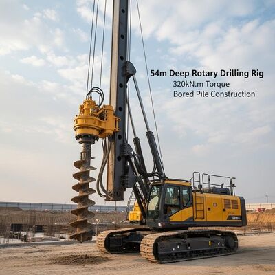 54m Deep Rotary Drilling Rig with 320kN.m Torque and 2500mm Drilling Diameter for Bored Pile Construction