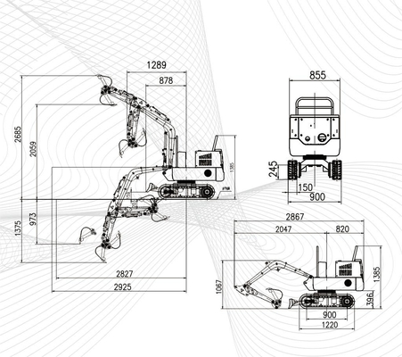 Durable Crawler Hydraulic Excavator 910kg Weight 1385mm Height 17Mpa